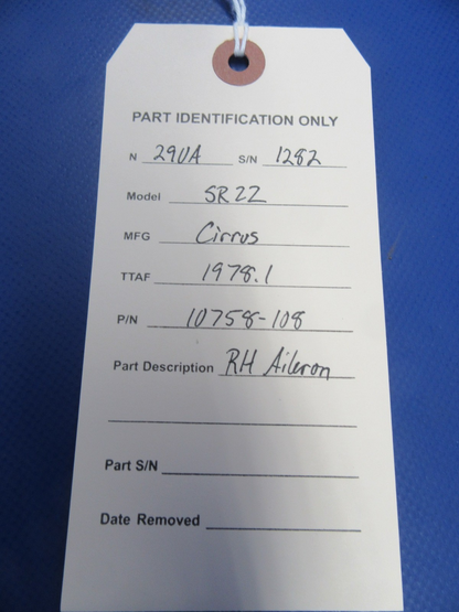 Cirrus SR22 RH Aileron P/N 10758-108 (0826-07)10