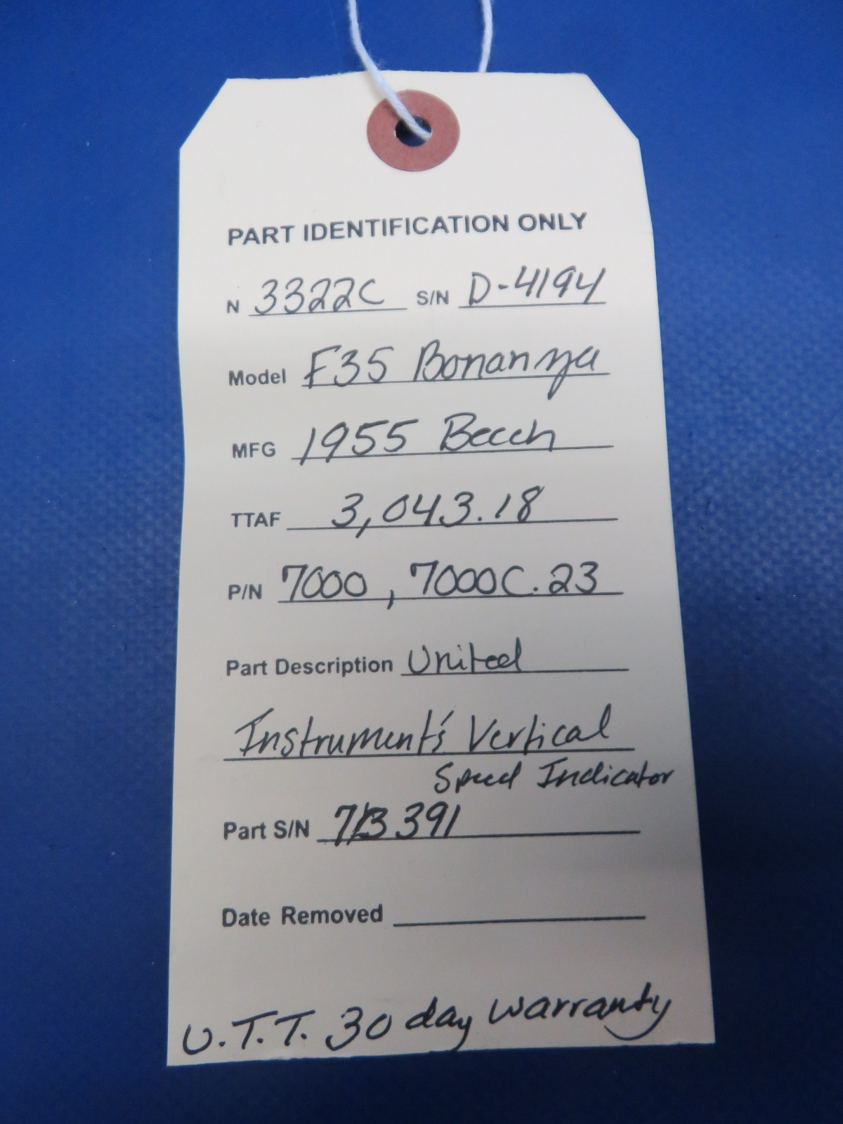 Beech F35 Bonanza U.I. Vertical Speed Indicator P/N 7000 WARRANTY (0526-113)9