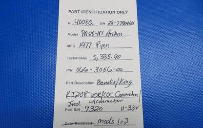 Bendix/King KI208 VOR/LOC Converter/Ind. 11-33V 066-3056-00 CORE (0424-1789)10