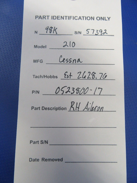 Early Cessna 210 RH Aileron P/N 0523800-17 (1224-01)