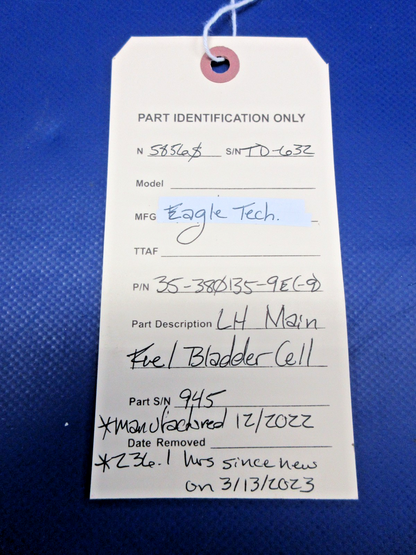 Beech 95 Eagle Tech Left Hand Main Fuel Bladder Cell P/N 35-380135-9E (0326-856)17