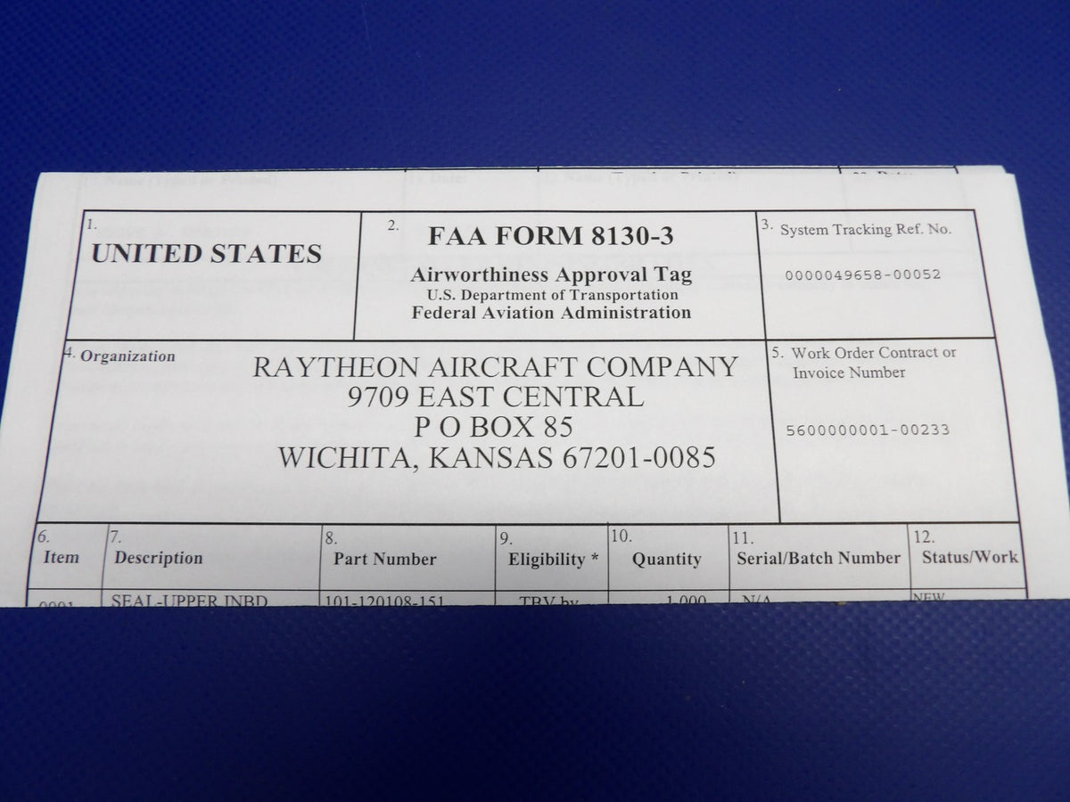Beech Fuel Cell Access Cover Gasket Seal 101-120108-151 LOT OF 2 NOS (0426-2002)2