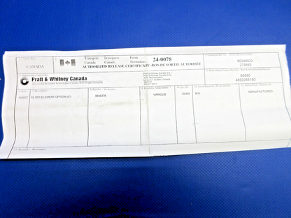 Pratt & Whitney Filter Element  P/N 3036376 NOS (0426-848)2