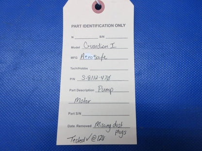 Aero Safe Guardian I Pump Motor P/N S-8112-470 TESTED (1024-1410)