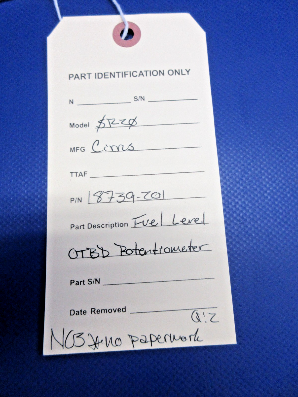 Cirrus SR20 Fuel Level OTBD Potentiometer P/N 18739-201 NOS (0326-984)17