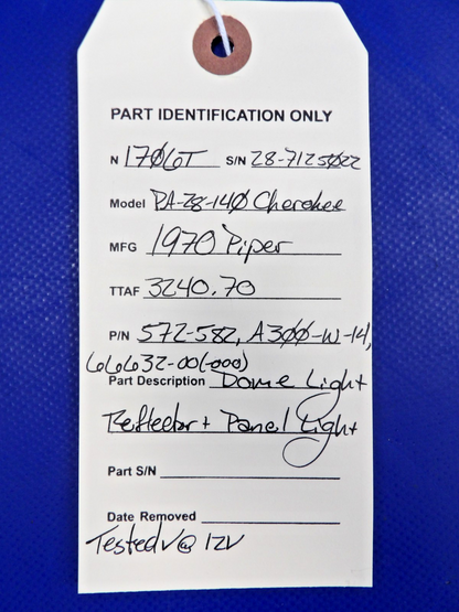 Piper Cherokee Dome Light Reflector & Panel Light P/N 572-582 TESTED (0626-1426)13