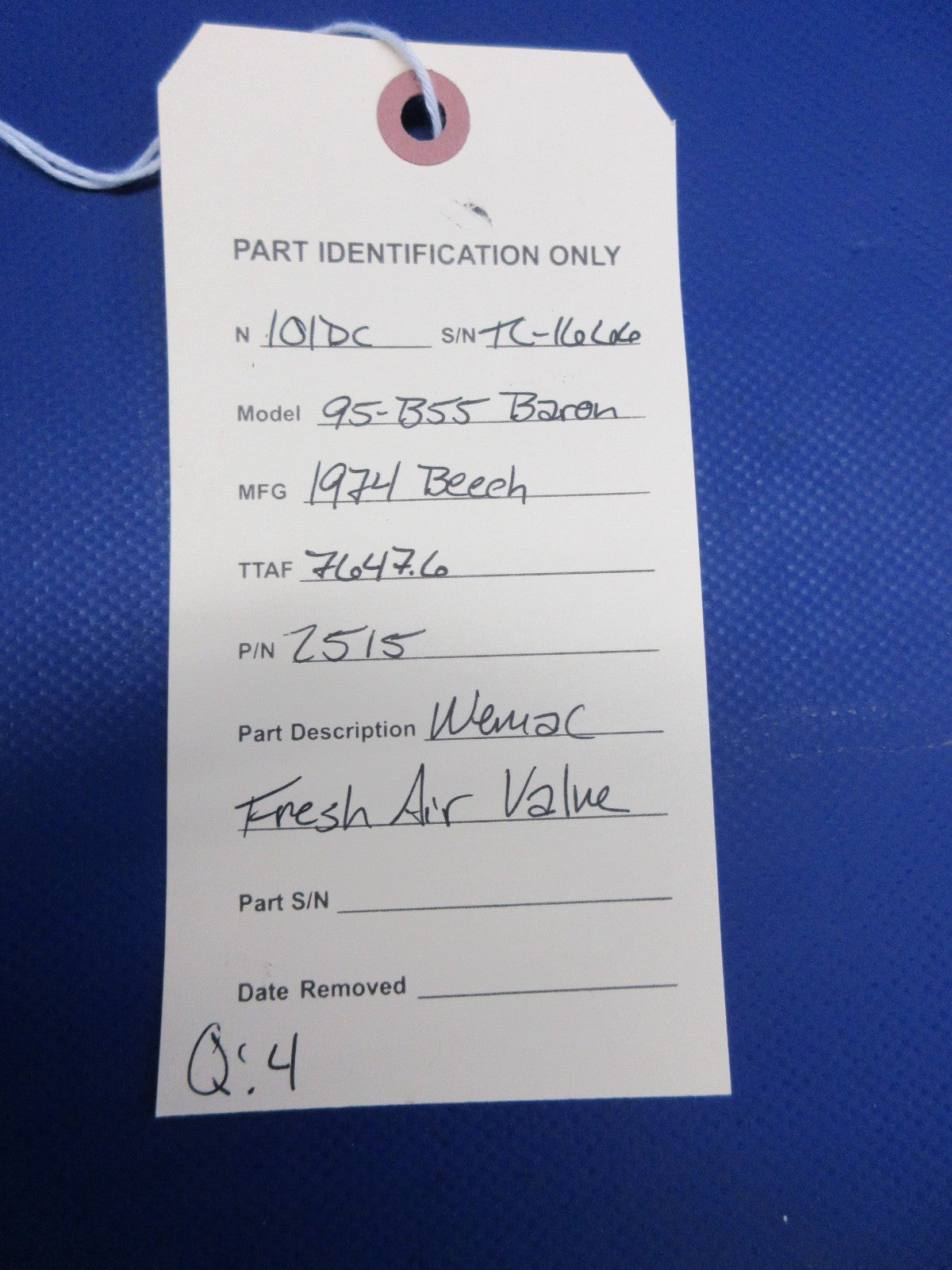 Beech 95-B55 Baron Wemac Fresh Air Valve P/N 2515 (0426-935)10