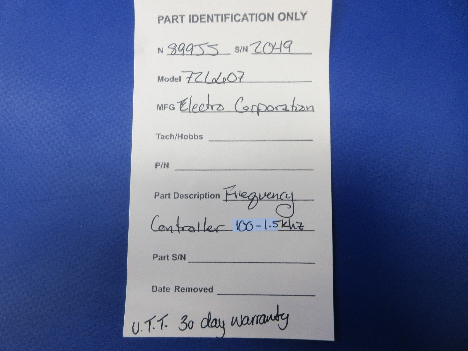 Enstrom 280FX Electro Corp 726607 Frequency Controller WARRANTY (0325-1386)9