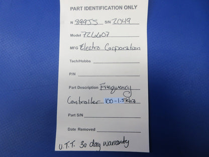 Enstrom 280FX Electro Corp 726607 Frequency Controller WARRANTY (0325-1386)9