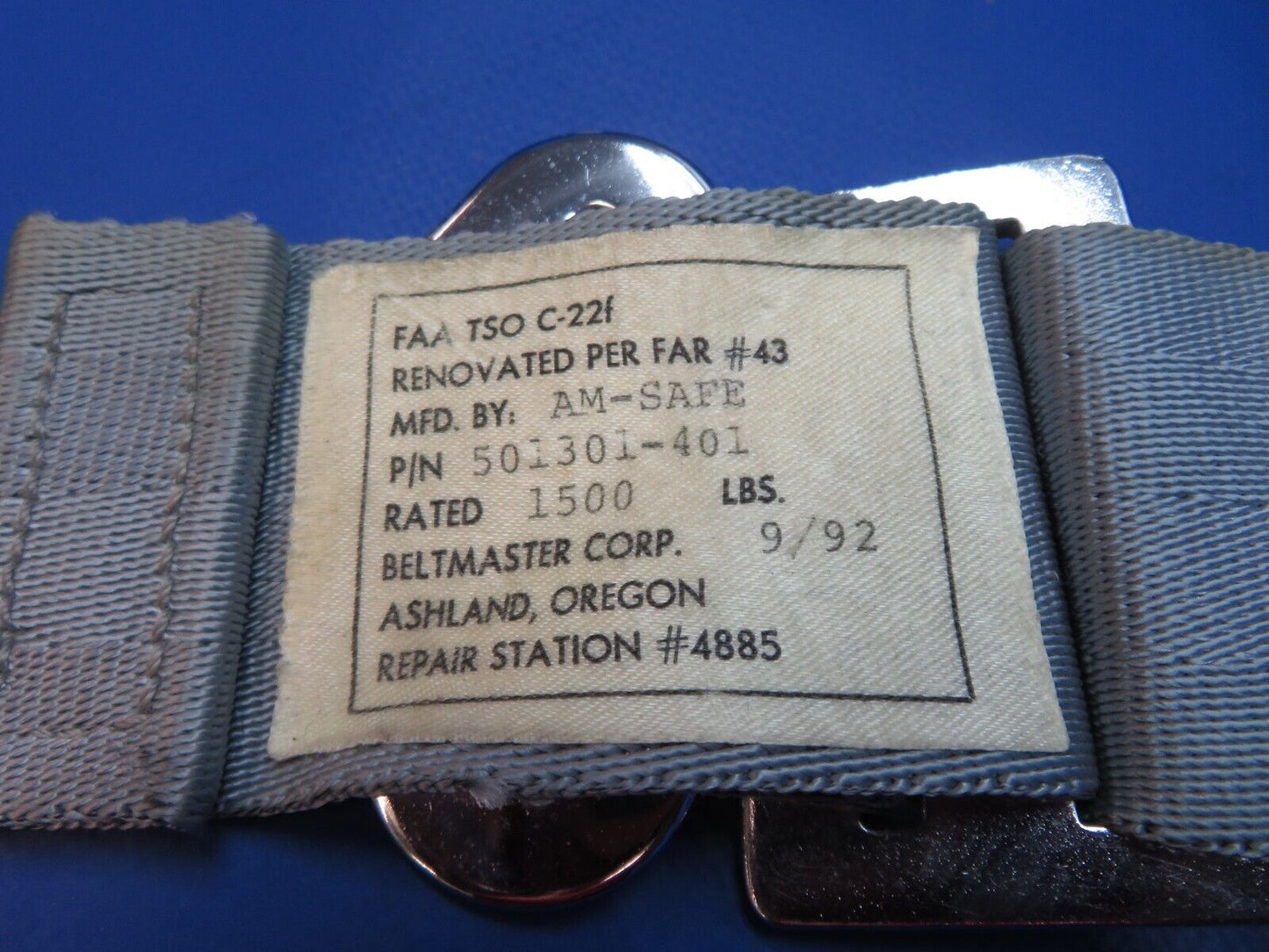 Am-Safe Lap Belt - Grey P/N 501301-401 (0523-963)