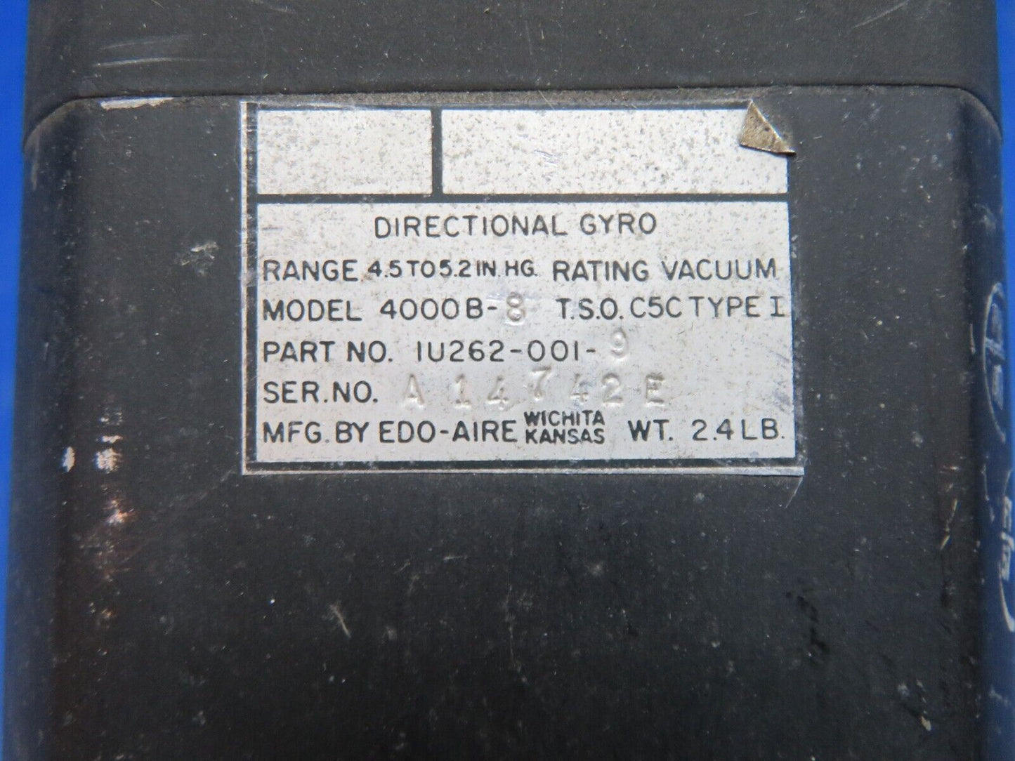 Edo-Aire 4000B-8 Directional Gyro Vacuum P/N 1U262-001-9 CORE (1124-106)