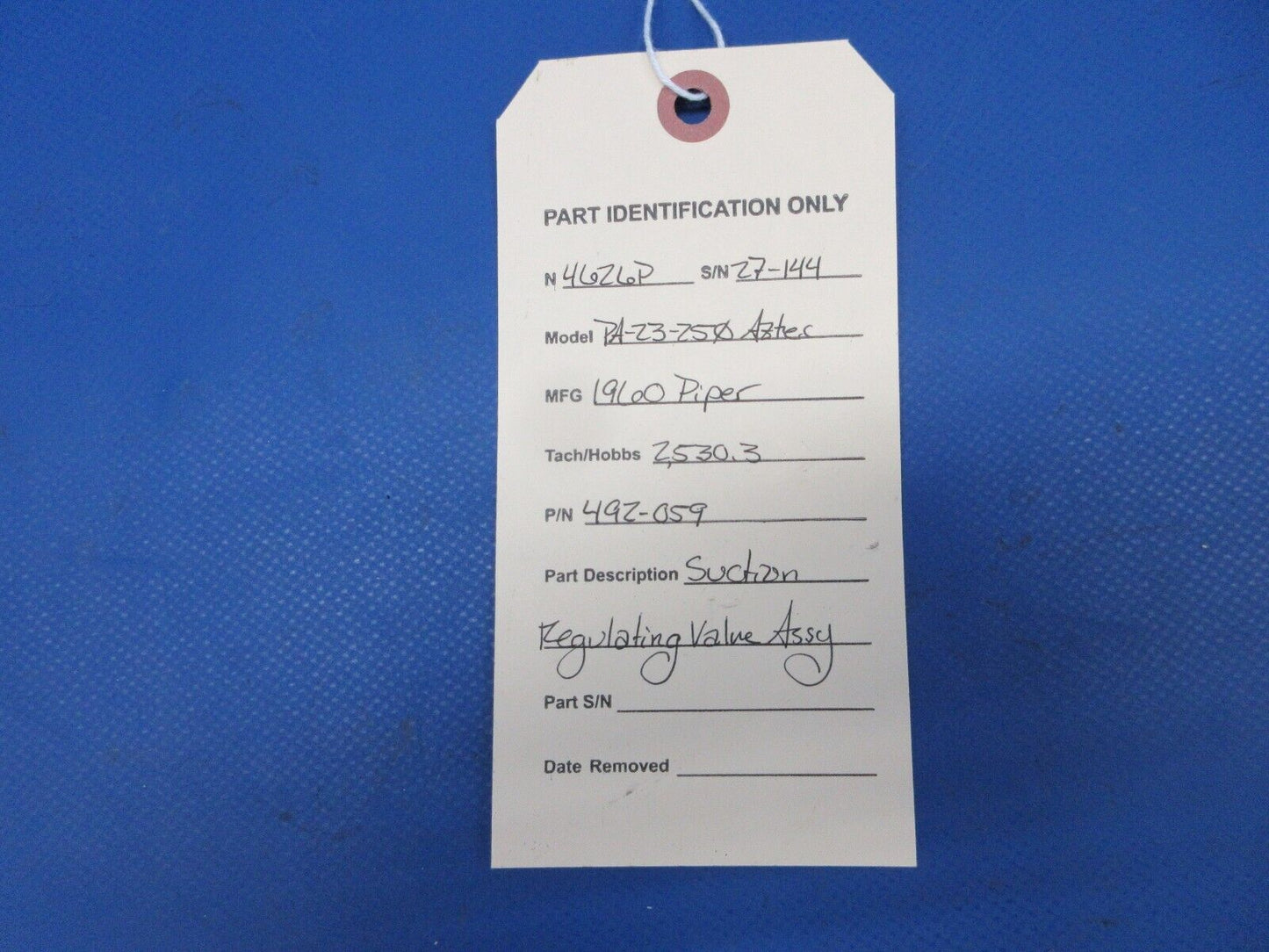 Piper PA-23-250 Aztec Suction Regulating Valve Assy P/N 492-059 (0624-1348)