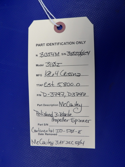 Cessna 310 / 310I McCauley 3-Blade Propeller Spinner P/N D-3797 (0326-2008)11