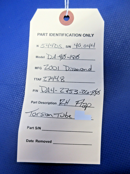 Diamond DA-40 RH Flap Torsion Tube P/N DA4-2753-26-00 (0926-825)9