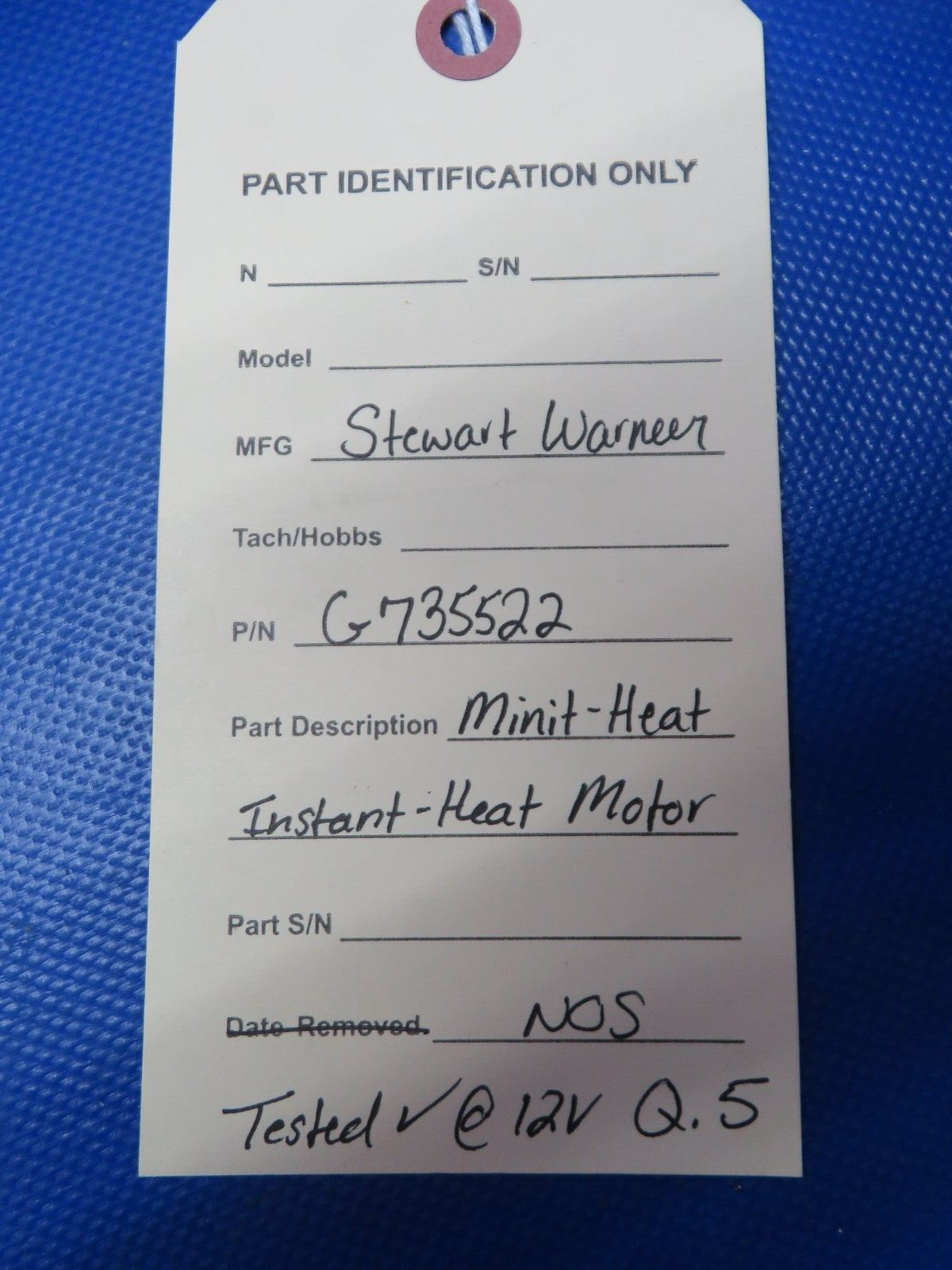 Stewart Warner Minit-Heat Instant-Heat Motor P/N G735522 NOS TESTED (0424-289)