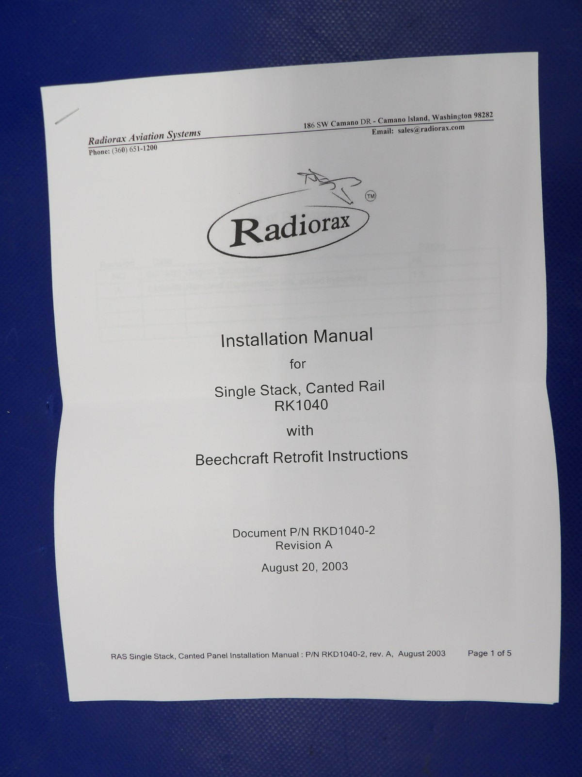 Beech D95A Travel Air Single Stack Canted Rail Tray Mount RP1040-P-1 (0226-510)4