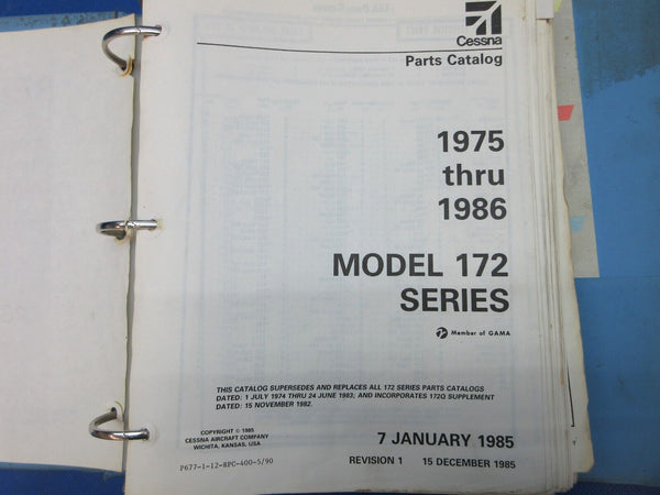 Cessna 172 1975 thru 1986 Parts Catalog Reprint P/N P677-1-12 (1024-1283)