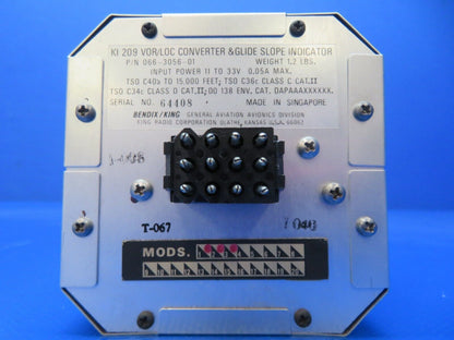 Bendix King KI 209 VOR/LOC Glideslope 11-33v 066-3056-01 TESTED 8130 (1224-100)