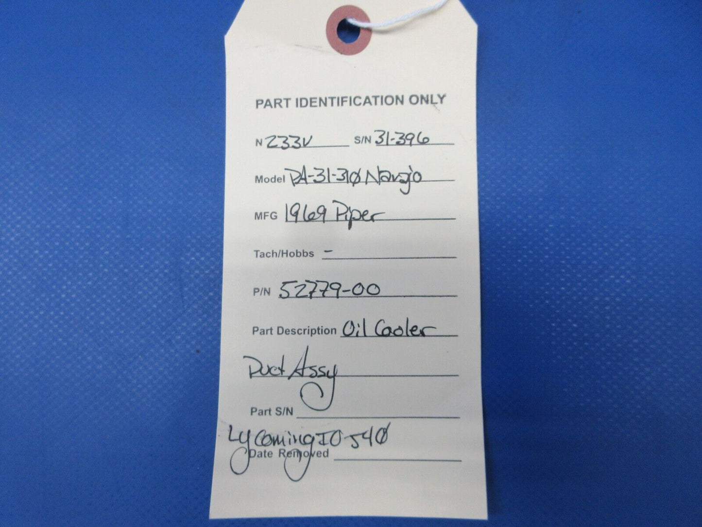 Piper Navajo Lycoming IO-540 Oil Cooler Duct Assy P/N 52779-00 (0824-2083)