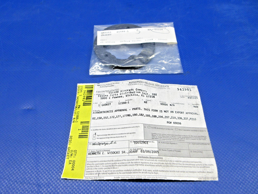 Cessna Fuel Transmitter Gasket w/8130 P/N S1588-1 LOT OF 2 NOS (0426-703)0