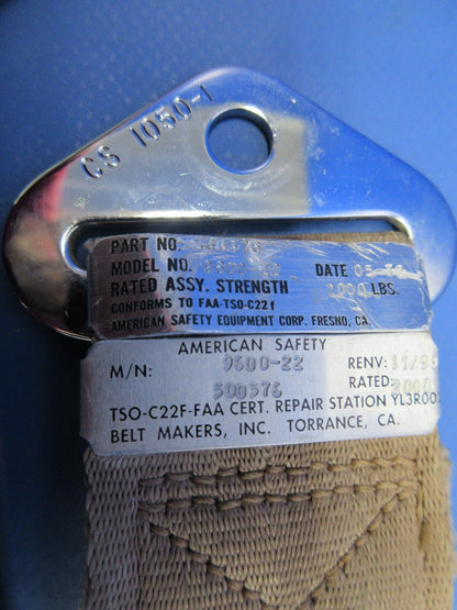 American Safety 9600-22 Co-Pilot Seat Belt Assembly P/N 500576 (0924-844)