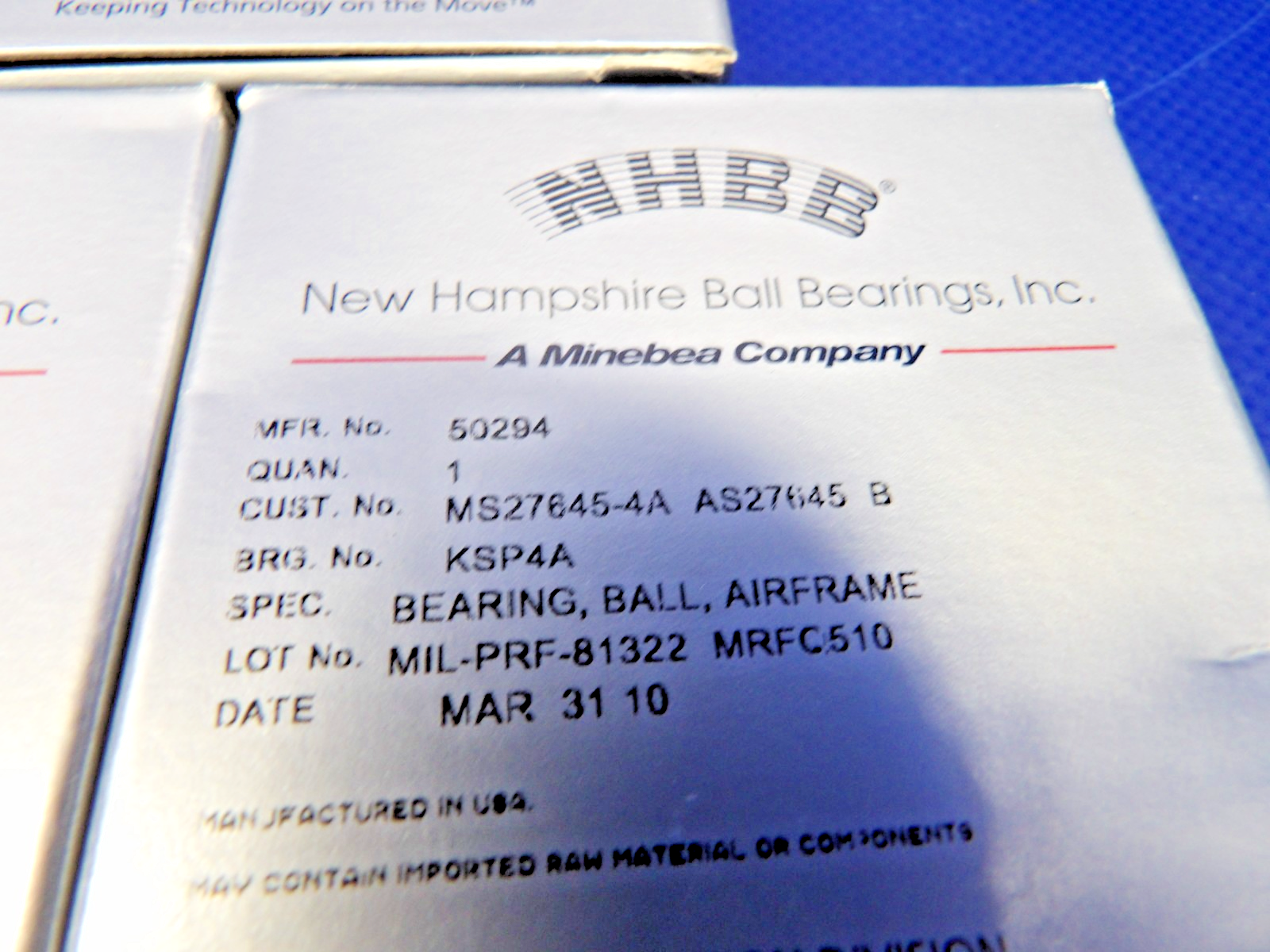 NHBB Airframe Ball Bearing P/N MS27645-4A LOT OF 3 NOS (0426-1320)2