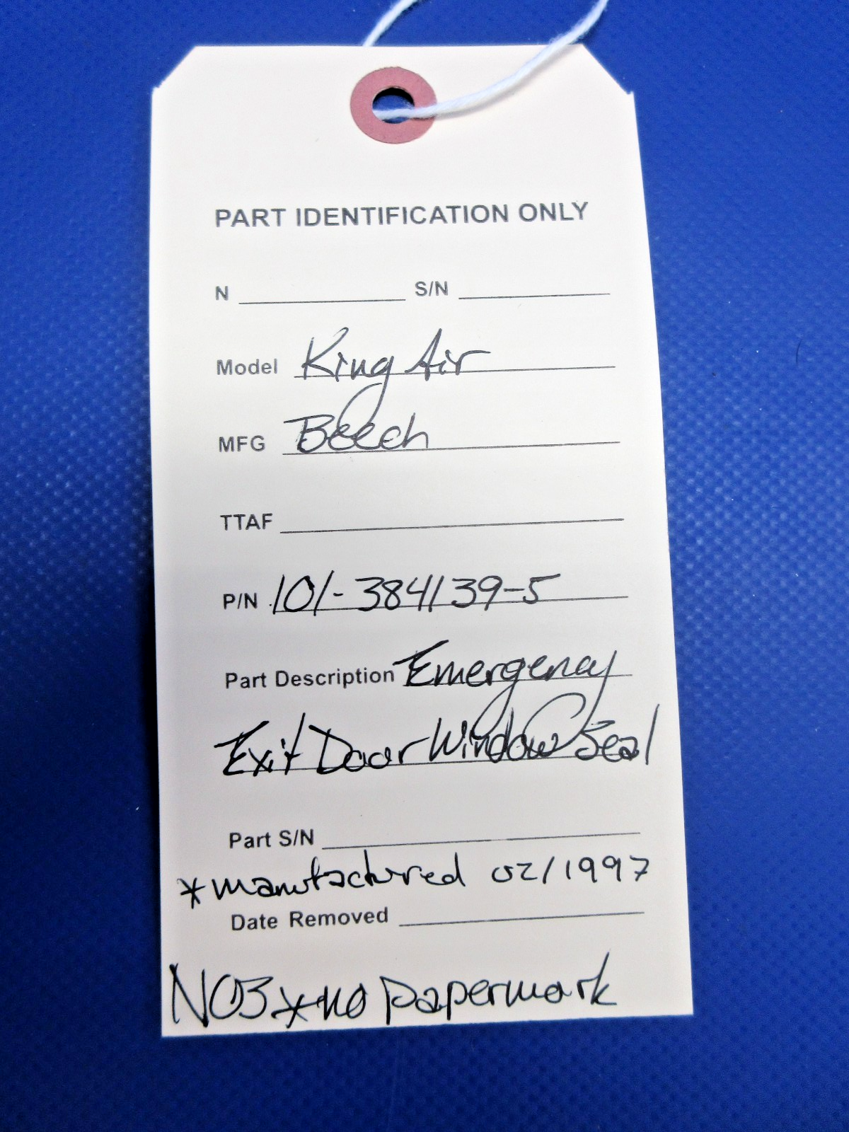 Beech King Air Emergency Exit Door Window Seal P/N 101-384139-5 NOS (0326-741)13
