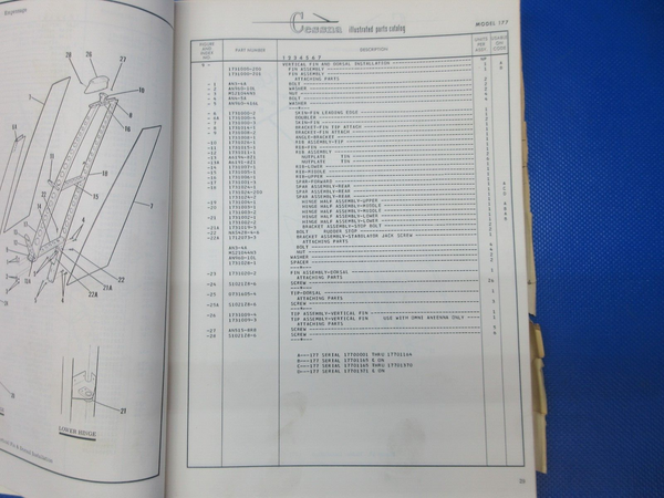 Cessna 177 & Cardinal 1968-1976 & 1968-1971 Parts Catalogs P532-12 (1024-1306)