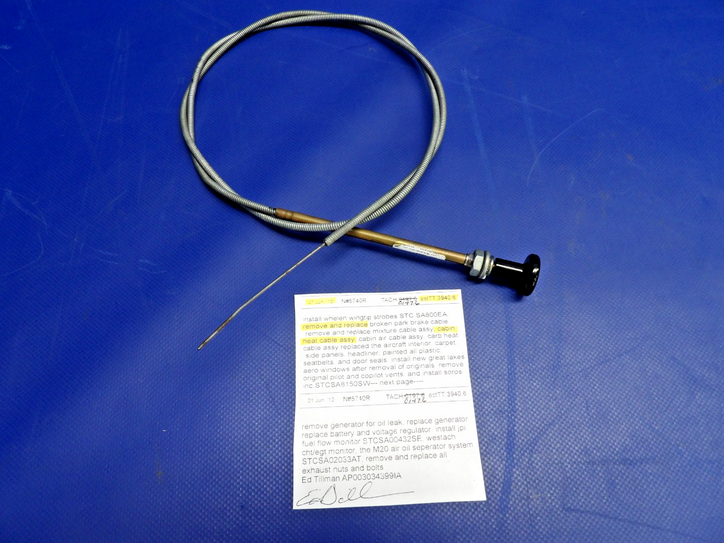 Cessna 172 / 172G McFarlane Cabin Heat Control Cable P/N MCU224-072 (0326-1228)1