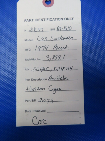 Beech C23 Sundowner Aeritalia Horizon Gyro P/N 36101C CORE (0724-192)
