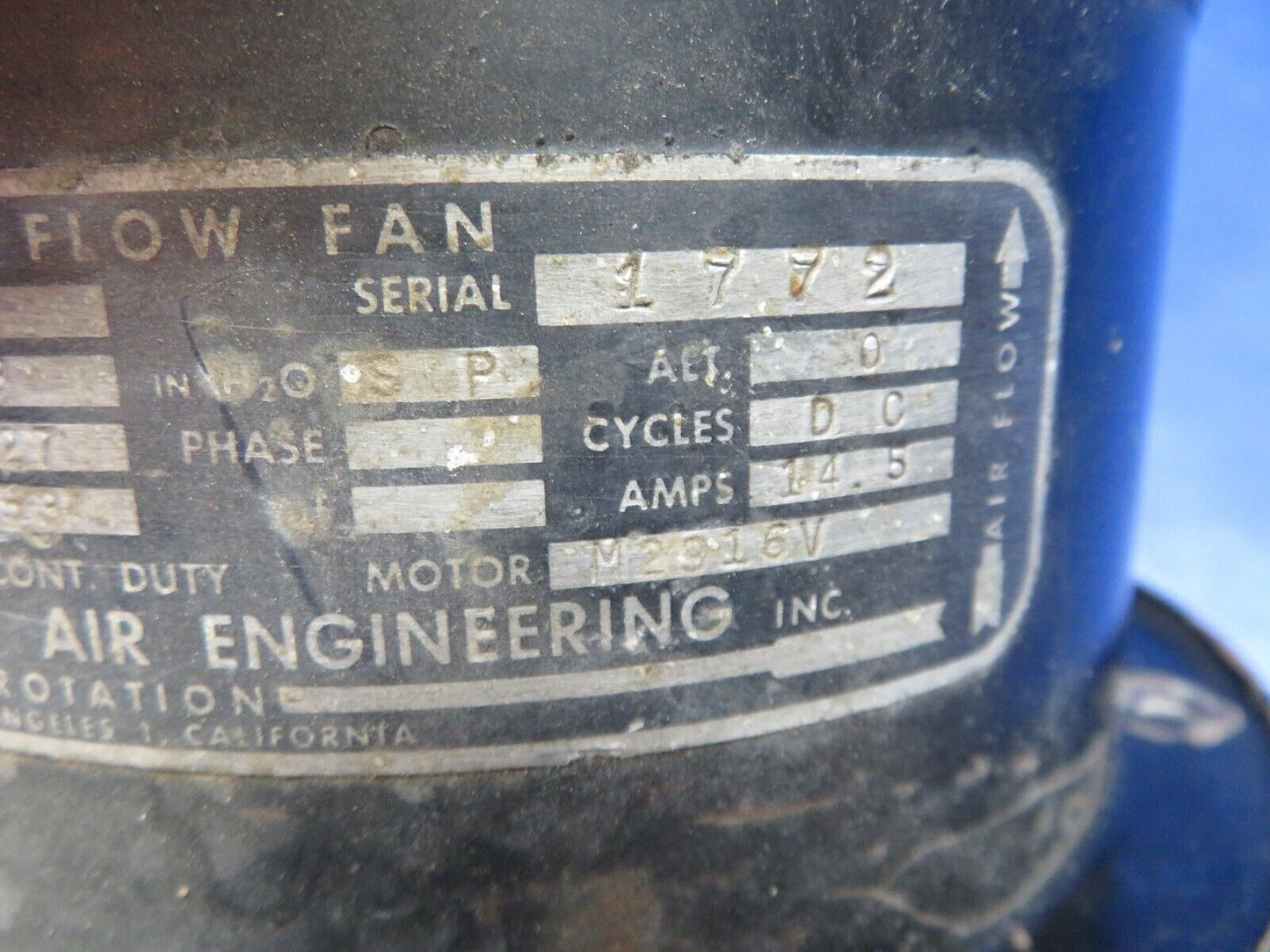 Beech 95 / D95A Dynamic Air Axial Flow Fan 27v P/N M4861H-1A TESTED (0624-102)