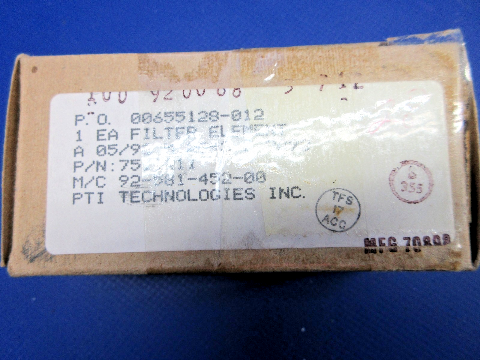 Beech Fuel Pump Filter w/8130 P/N 100-920068-3 NOS (0326-771)3