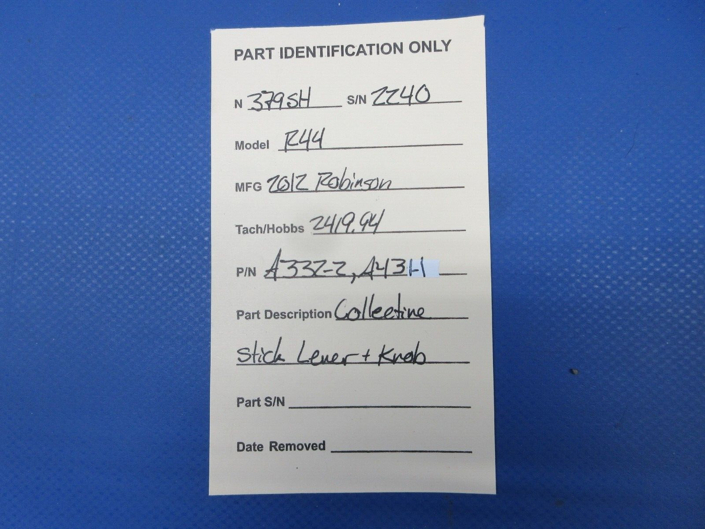 Robinson R44 Raven II Collective Stick Lever & Knob P/N A332-2 (0724-1397)