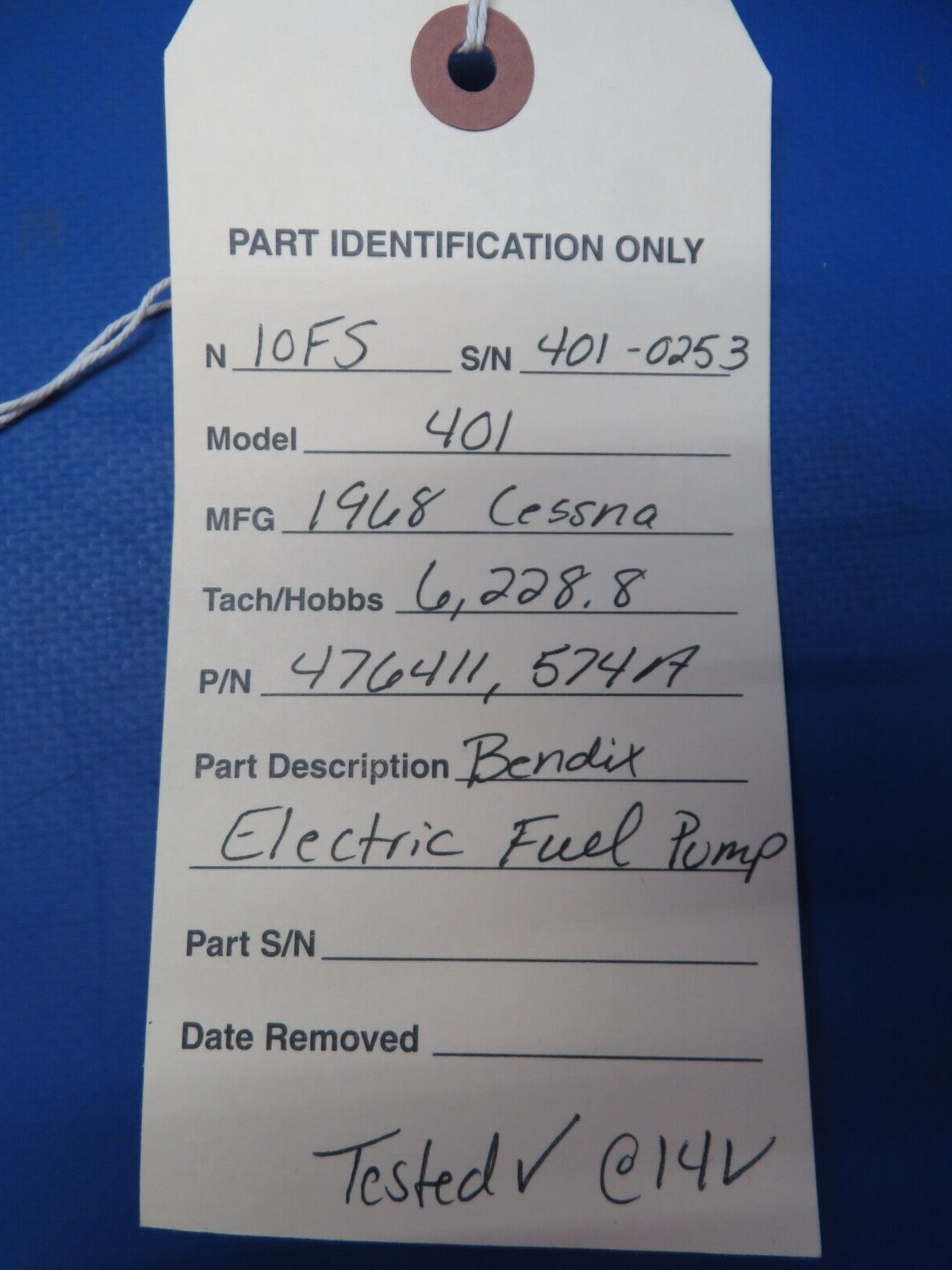 Cessna 401 Bendix Electric Fuel Pump 14V P/N 476411, 574A (0623-357)12