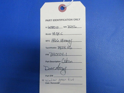 Mooney M20 / M20C Cabin Door Assy No Key P/N 340124-1 (1024-2070)