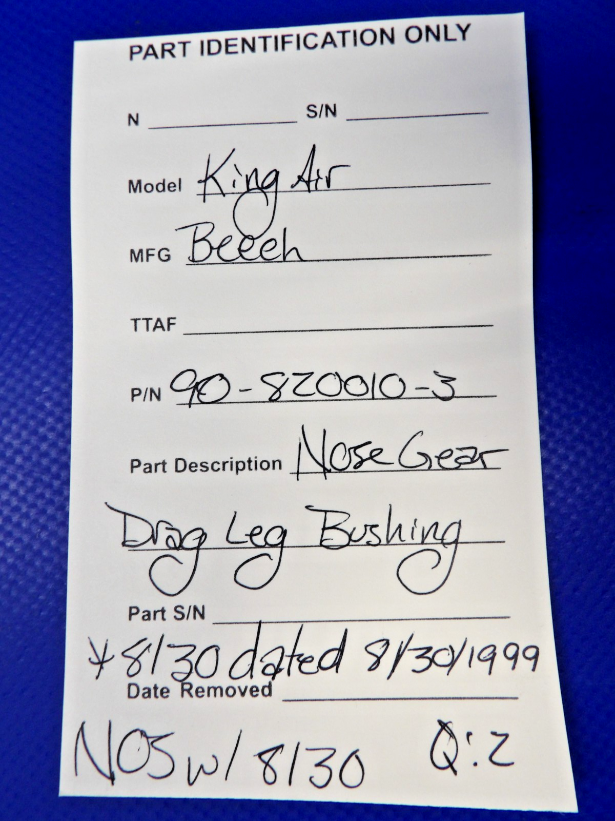 Beech King Air Nose Gear Drag Leg Bushing w/8130 P/N 90-820010-3 NOS (0426-1284)11