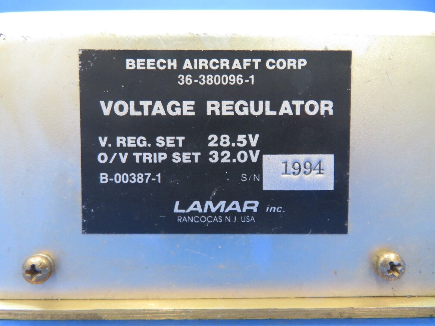 Lamar Voltage Regulator 28V P/N 36-380096-1 (0523-1027)