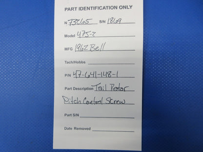 Bell 47J-2 Helicopter Tail Rotor Pitch Control Screw P/N 47-641-148-1(1124-2041)10