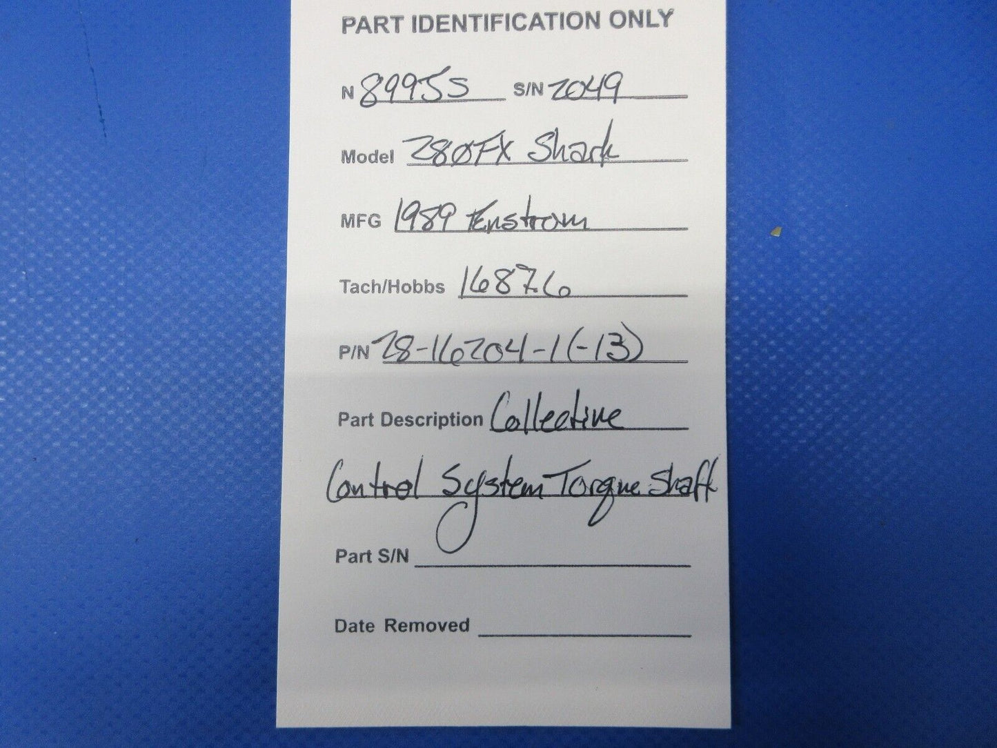 Enstrom 280FX Collective Control System Torque Shaft P/N 28-16204-1 (1124-2024)