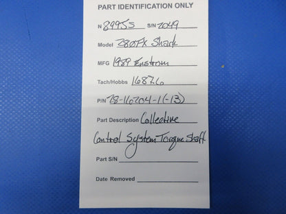 Enstrom 280FX Collective Control System Torque Shaft P/N 28-16204-1 (1124-2024)