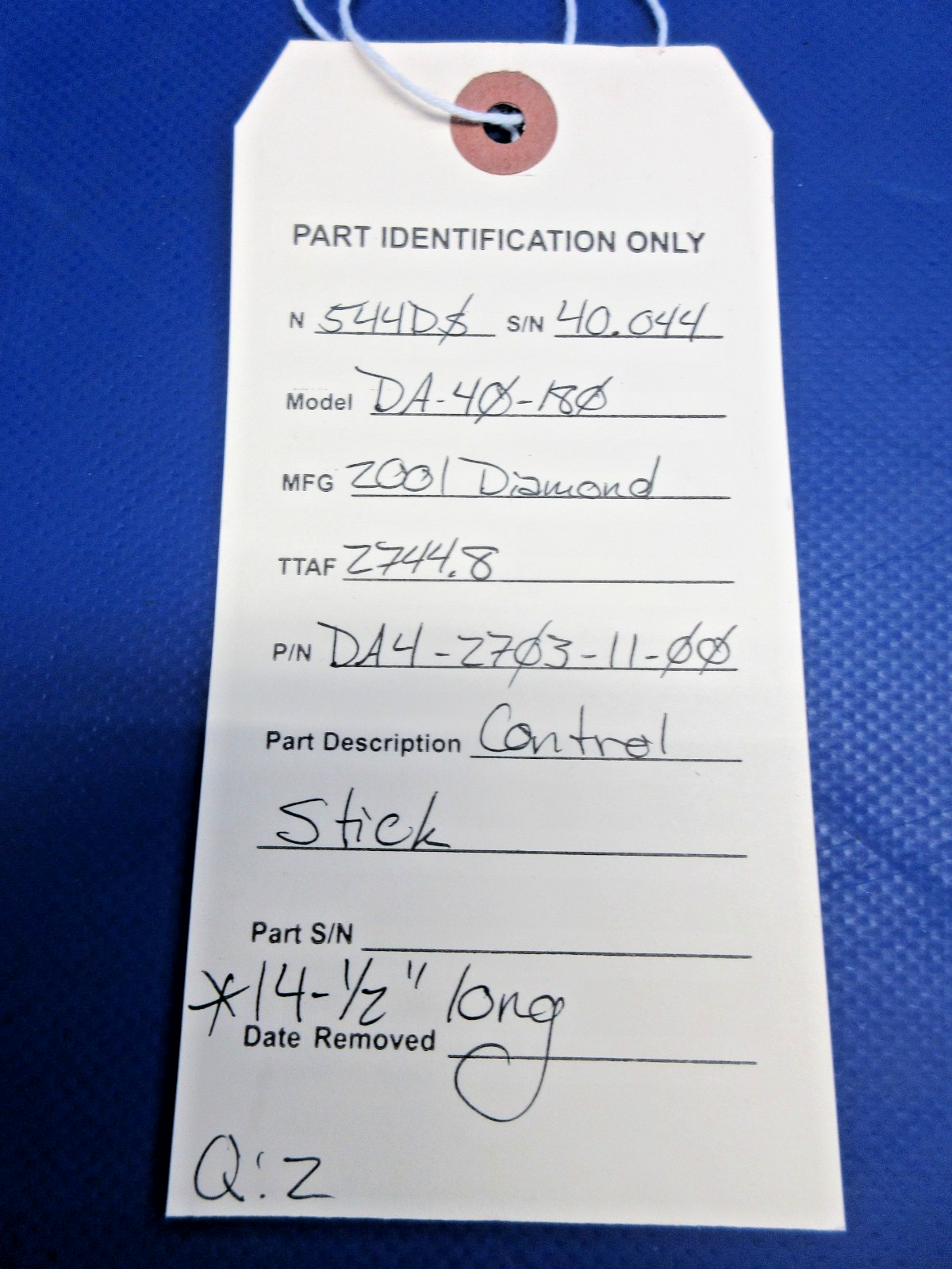 Diamond DA-40 Control Stick P/N DA4-2703-11-00 (0926-900)8