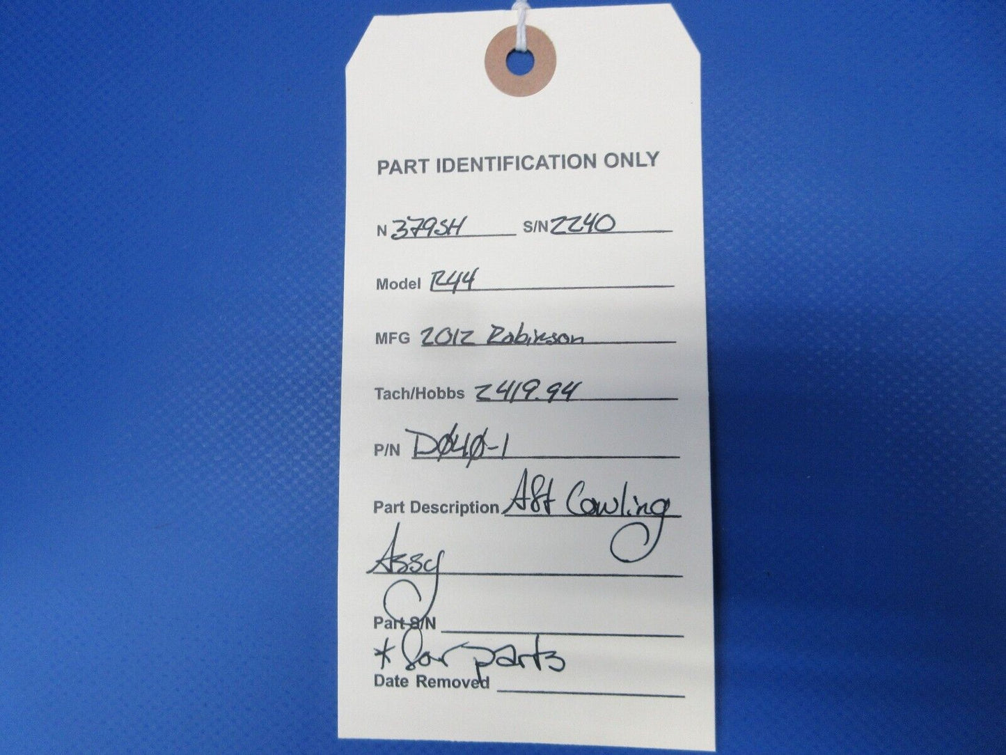 Robinson R44 Raven II AFT Cowling Assy P/N D040-1 FOR PARTS (0724-1418)