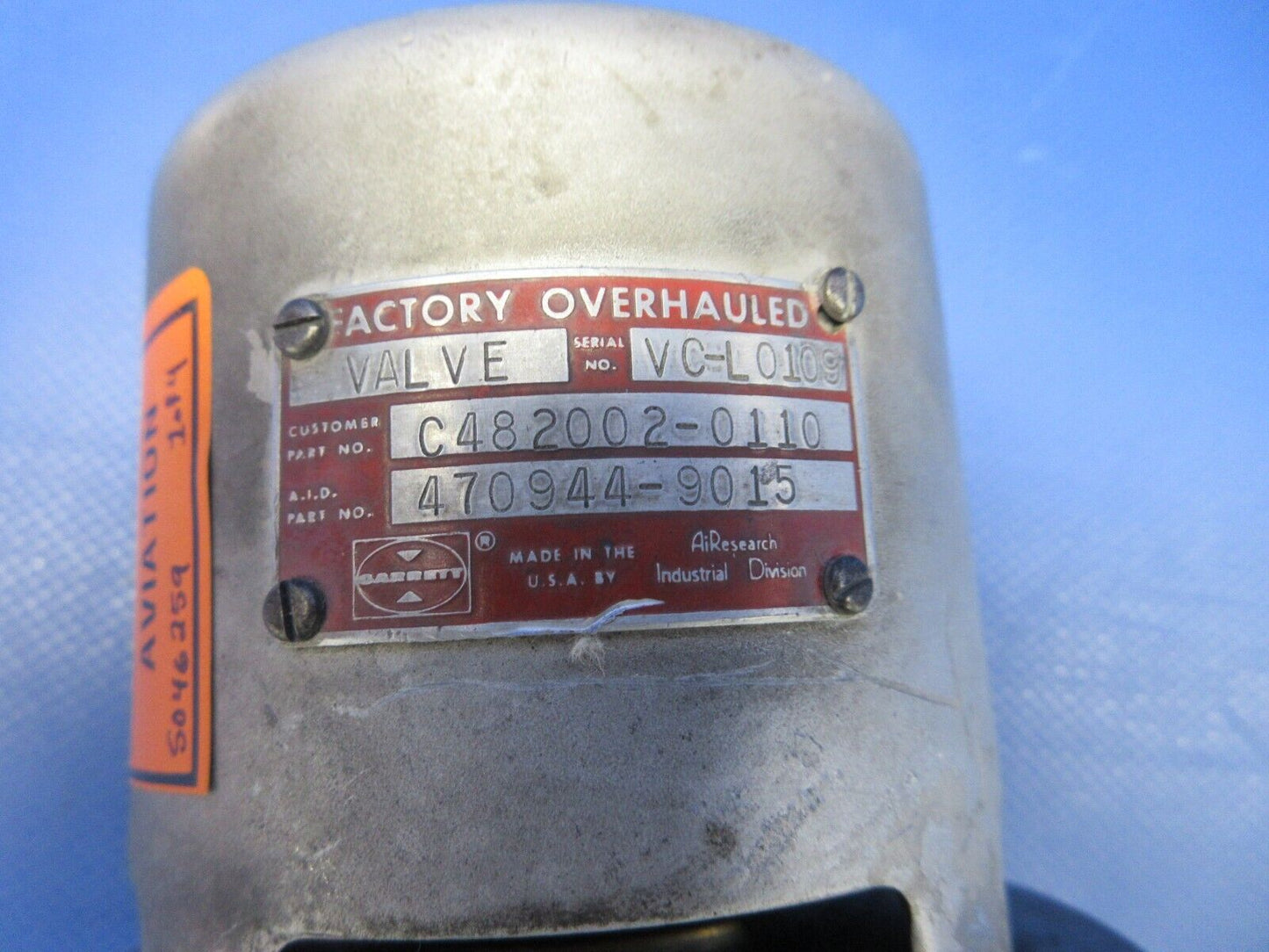 Garret / AiResearch Absolute Pressure Relief Valve P/N C482002-0110 (0324-631)