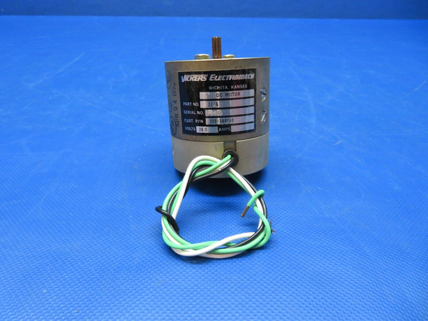 Vickers Electromech Electric Flap Motor 28v P/N 100-384040 TESTED (0424-240)
