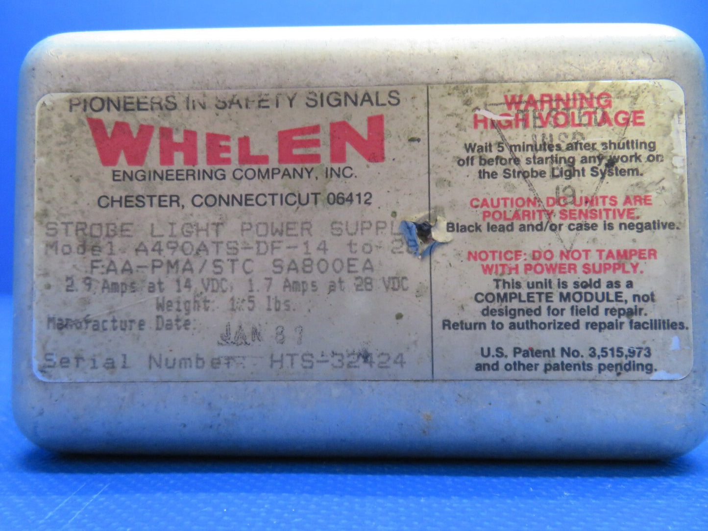 Whelen Strobe Light Power Supply 14/28v PN A490ATS-DF-14 to 28 TESTED (0724-133)1