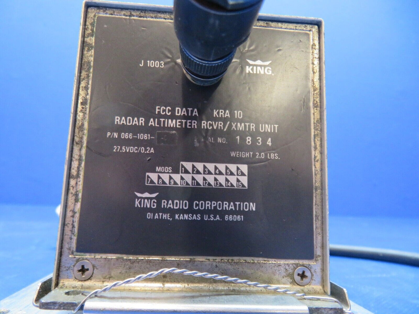 King KRA10 Radar Altimeter RCVR/XMTR & Connector 066-1061-01 WARRANTY (0824-114)