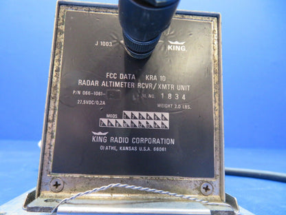 King KRA10 Radar Altimeter RCVR/XMTR & Connector 066-1061-01 WARRANTY (0824-114)