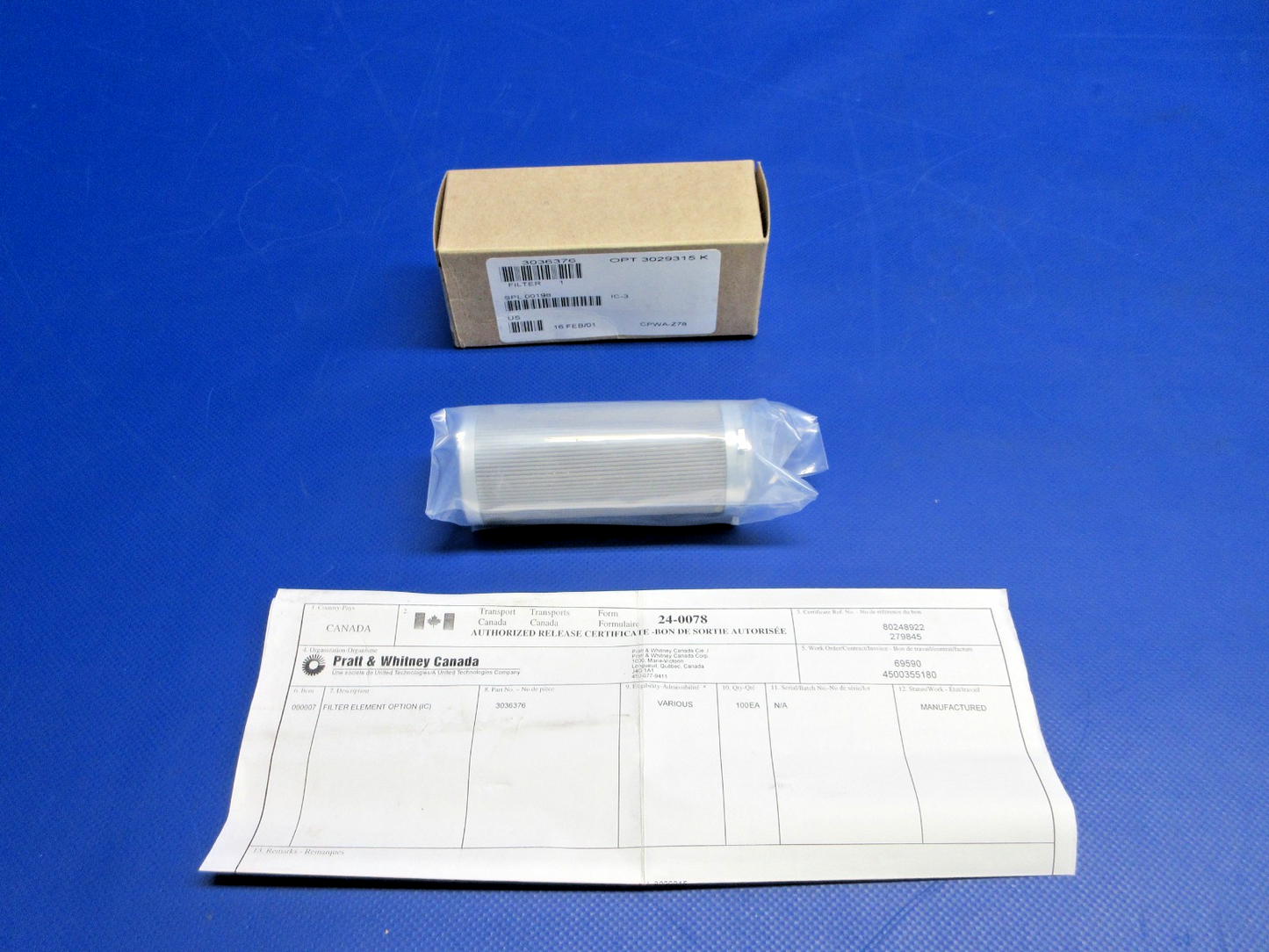 Pratt & Whitney Filter Element  P/N 3036376 NOS (0426-848)0