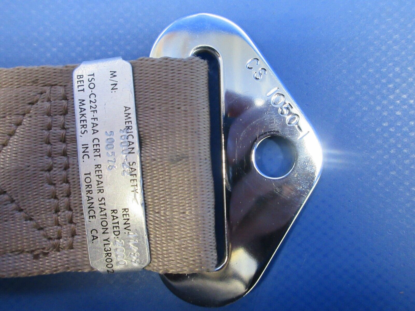 Piper PA-32RT-300T American Safety Pilot Seat Belt Assy P/N 500576 (0924-862)