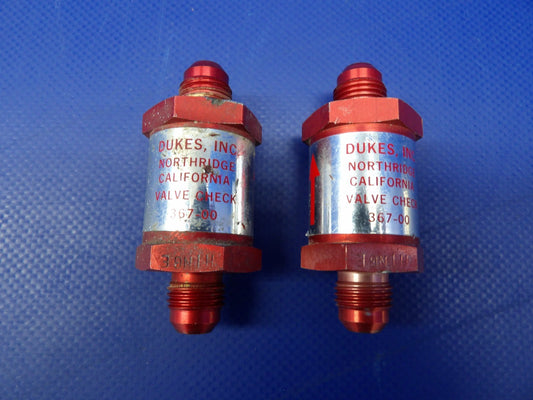 Beech 76 Duchess Dukes Fuel Check Valve P/N 367-00 LOT OF 2 (0526-1297)0